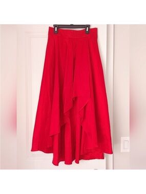 Haute Monde Red High-Low Ruffle Skirt